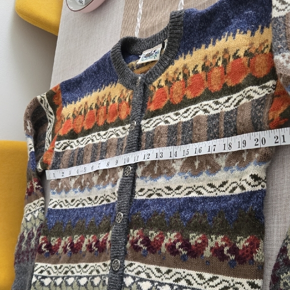 Vintage Women's Multicolor Wool Cotton Patterned Sweater Cottagecore Warm size M - Picture 9 of 14